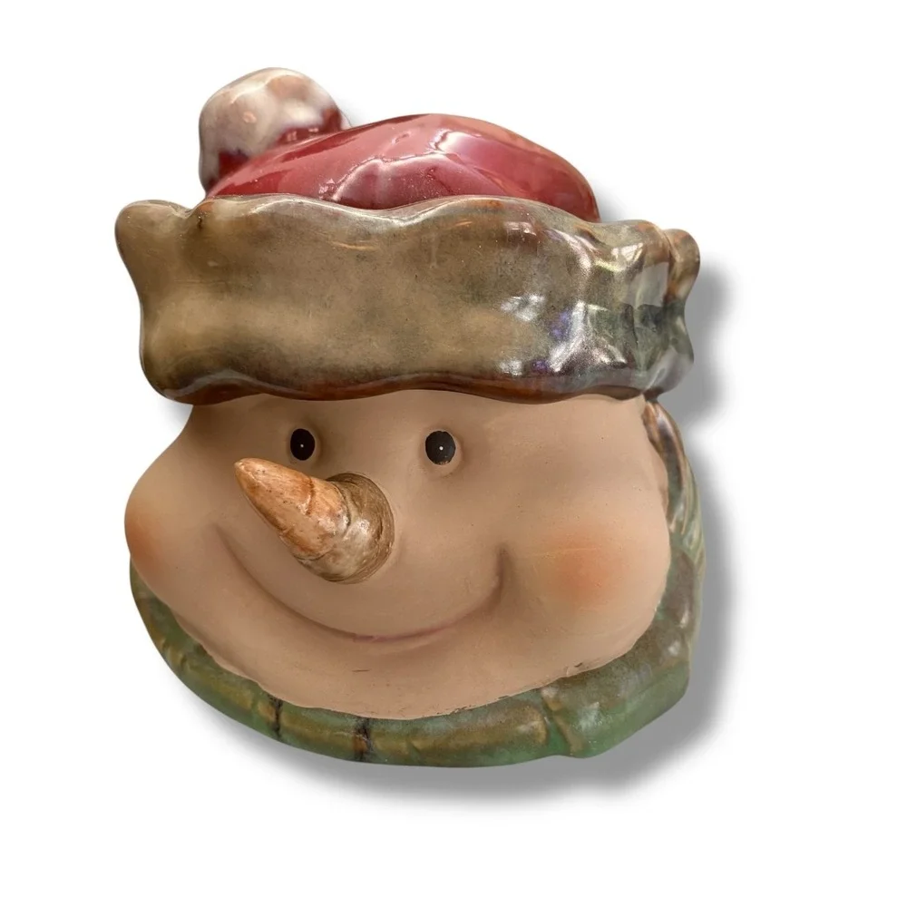 Kirkland's Potter's Garden II Ceramic Snowman‎ Head Cookie Jar